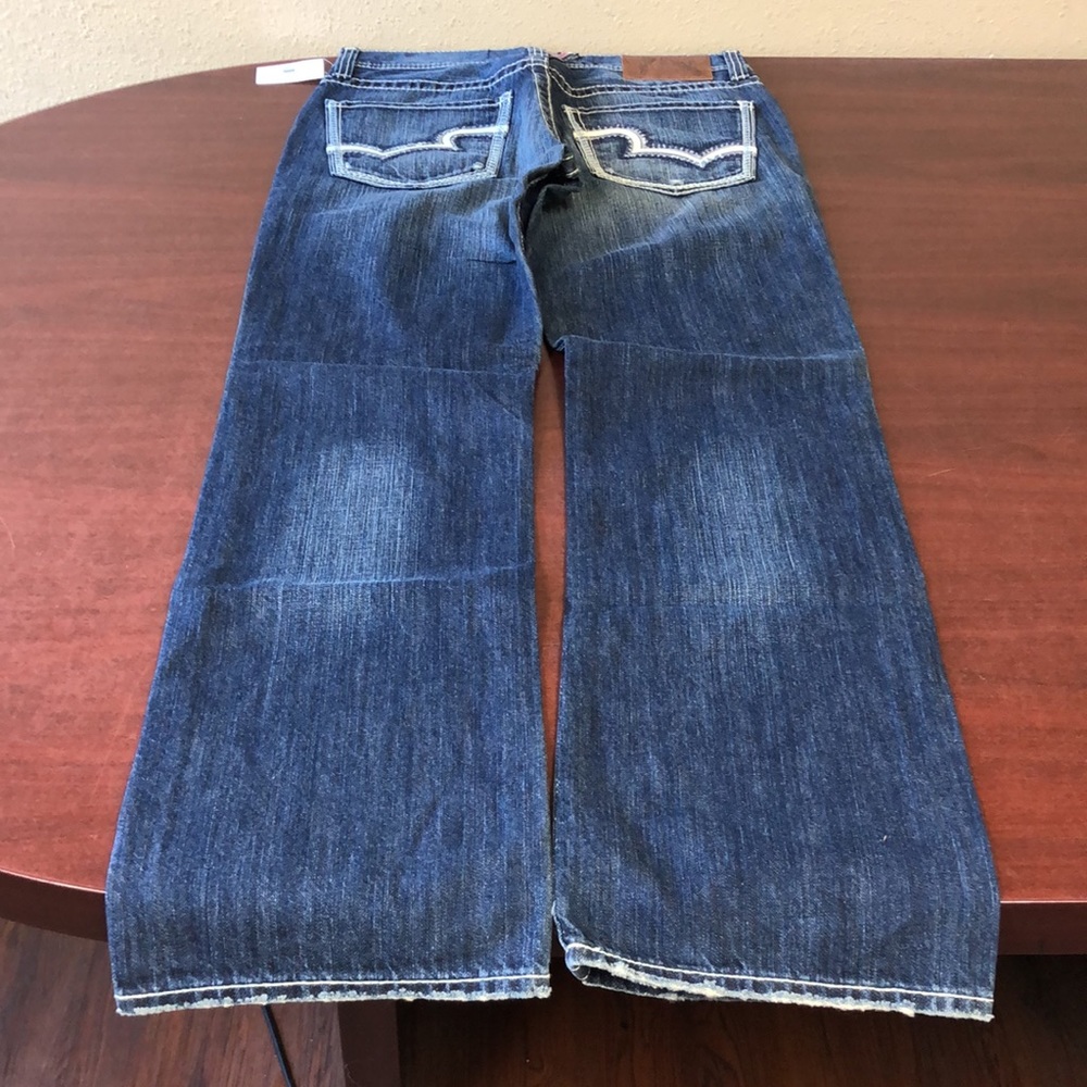 Men's Big & Tall Vintage Thick Stitch Embroidered Distressed Jeans - Picture 3 of 15